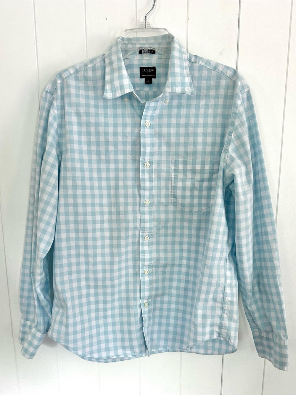 J. Crew Light Blue and White Gingham Button-Down Shirt